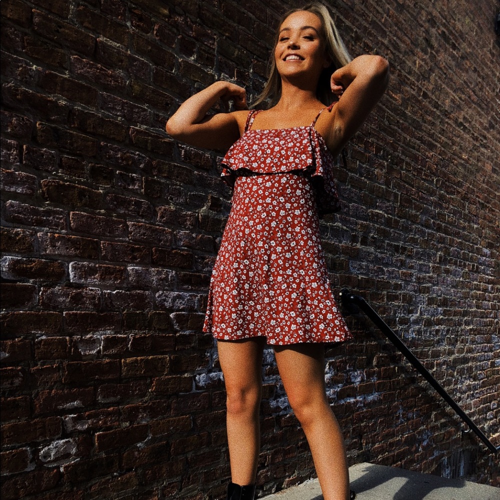 Floral Red & White Dress